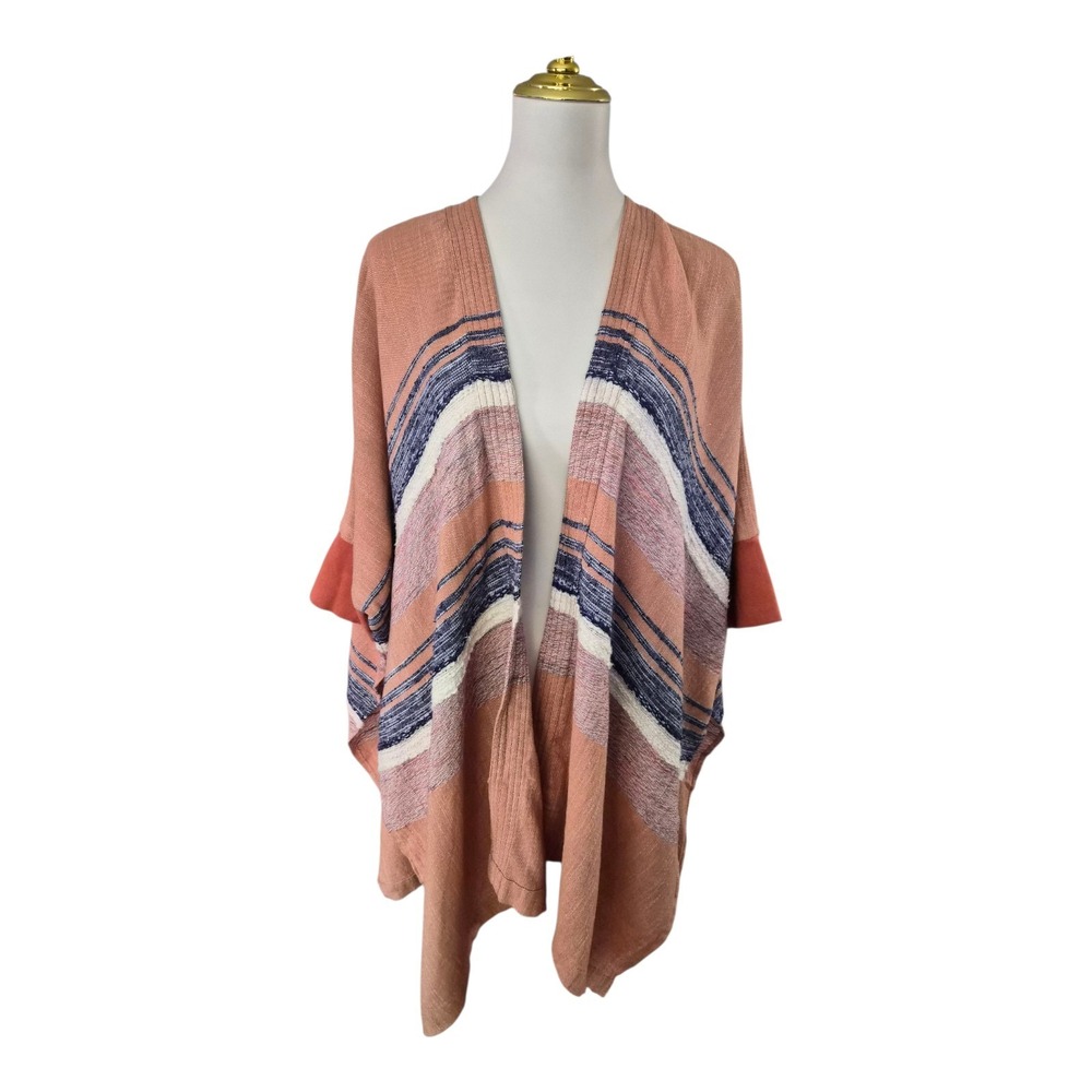 Elevenses for Anthropologie Shoreline Kimono Cardigan Striped Open Front XS/S